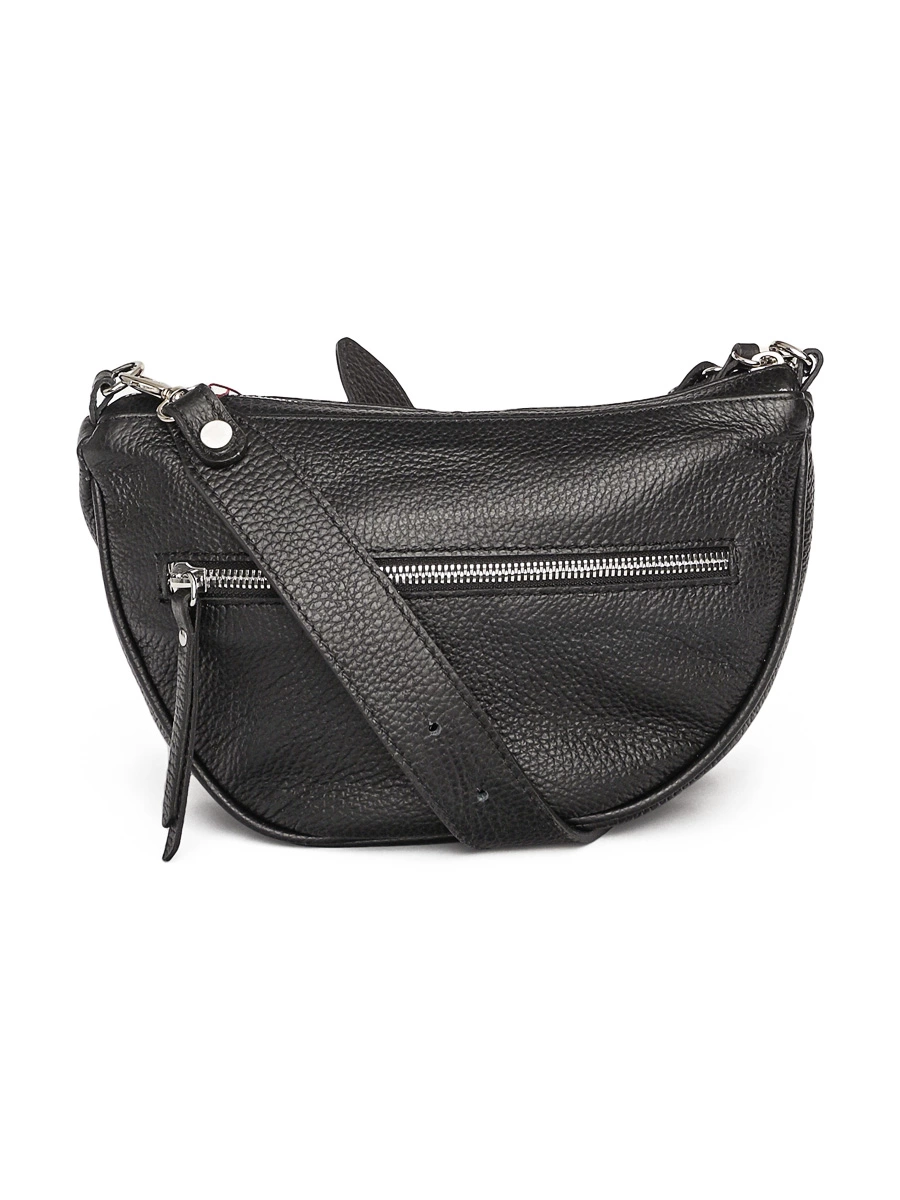 Сумка-сэдл черная с декором стразами